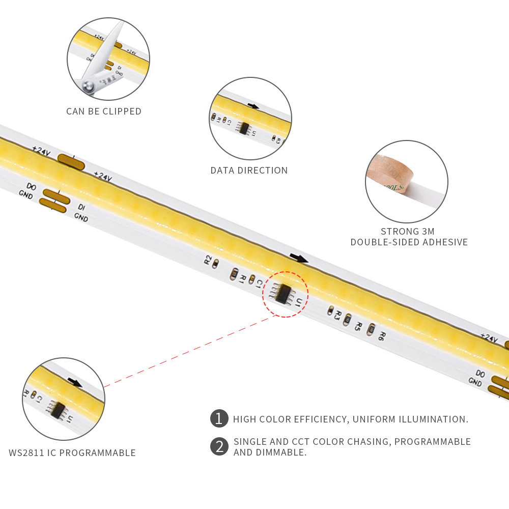 COB SPI WS2811 IC CCT LED Stri - огляд і ціна Neopixel