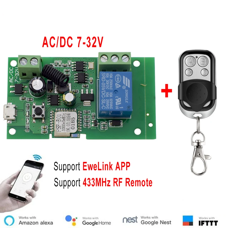Ewelink AC/DC 5V 7V-32V 1 Chan - огляд і ціна Relay Module 1 Channel