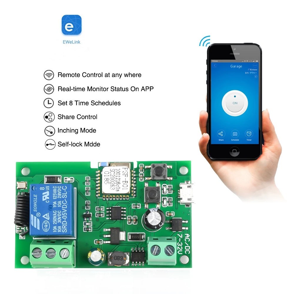 Ewelink AC/DC 5V 7V-32V 1 Chan - огляд і ціна Relay Module 1 Channel