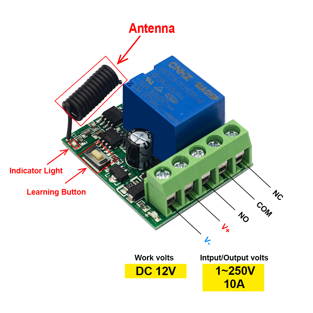 QIACHIP 433MHz DC 12V Wireless - огляд і ціна Relay Module 4 Channel
